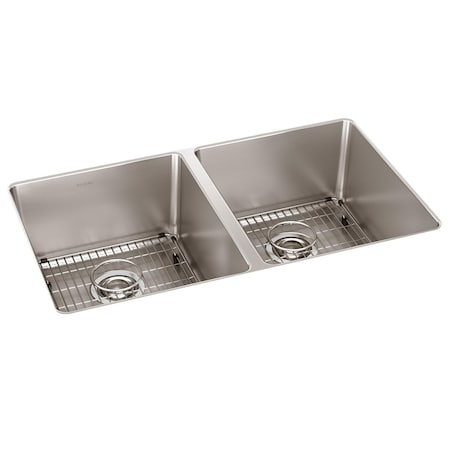 Elkay Lustertone Iconix 18Ga Ss 32.8X19.5X9 Double Undermt Sink Kit ELUH3118TDBG